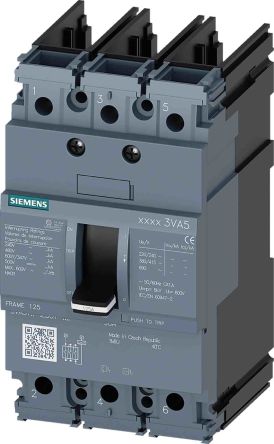 Siemens SENTRON 3VA, Leistungsschalter MCCB 3-polig, 50A / Abschaltvermögen 55 KA 690V, Fest