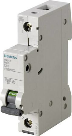 Siemens 5SL4 MCB Leitungsschutzschalter Typ C, 1-polig 8A 400V, Abschaltvermögen 10 KA SENTRON DIN-Schienen-Montage