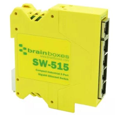 Brainboxes Ethernet-Switch, 5 X RJ45 / 1000Mbit/s Für DIN-Schienen, 5 → 30V Dc