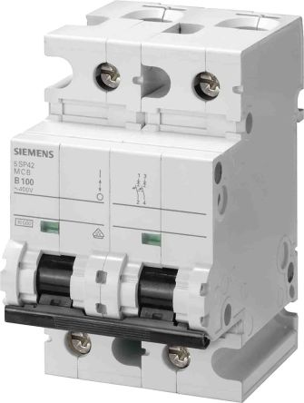 Siemens 5SP4 MCB Leitungsschutzschalter Typ D, 2-polig 80A 400V, Abschaltvermögen 10 KA SENTRON DIN-Schienen-Montage
