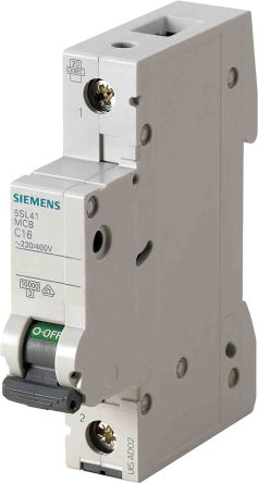 Siemens 5SL4 MCB Leitungsschutzschalter Typ C, 1-polig 13A 400V, Abschaltvermögen 10 KA SENTRON DIN-Schienen-Montage