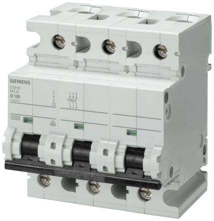 Siemens 5SP4 MCB Leitungsschutzschalter Typ C, 3-polig 80A 400V SENTRON DIN-Schienen-Montage
