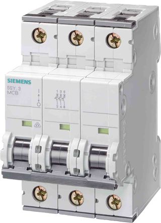 Siemens 5SY4 MCB Leitungsschutzschalter Typ C, 3-polig 8A 400V SENTRON DIN-Schienen-Montage