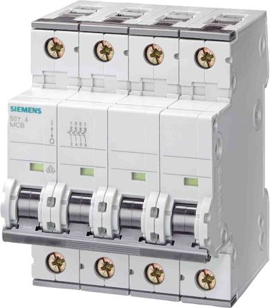 Siemens 5SY4 MCB Leitungsschutzschalter Typ C, Pol 3P+N 25A 400V, Abschaltvermögen 5 KA SENTRON DIN-Schienen-Montage
