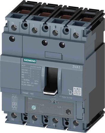 Siemens Interruttore Magnetotermico Scatolato 3VA1180-5GF46-0AA0, 4, 80A, 690V, Potere Di Interruzione 55 KA