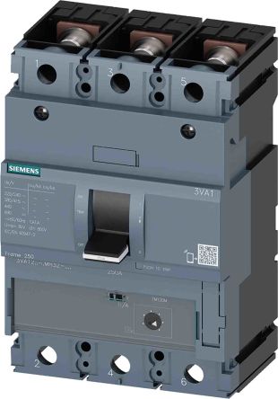 Siemens SENTRON 3VA1, Leistungsschalter MCCB 3-polig, 200A / Abschaltvermögen 55 KA 690V, L. 105mm