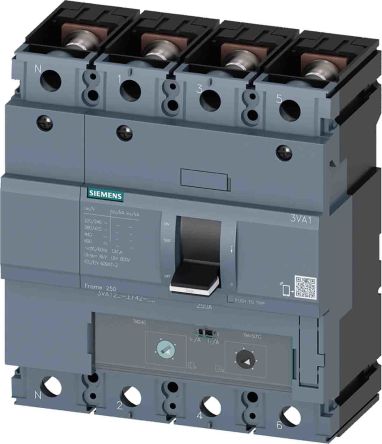 Siemens SENTRON 3VA1, Leistungsschalter MCCB 4-polig, 250A / Abschaltvermögen 36 KA 690V 600V, L. 140mm