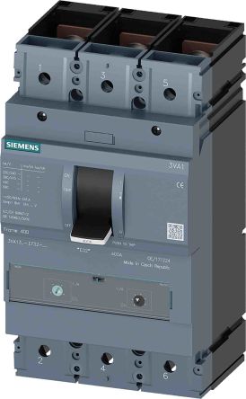 Siemens SENTRON 3VA1, Leistungsschalter MCCB 3-polig, 400A / Abschaltvermögen 55 KA 690V 500V, L. 138mm