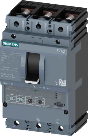 Siemens SENTRON 3VA2, Leistungsschalter MCCB 3-polig, 100A / Abschaltvermögen 55 KA 690V, L. 105mm