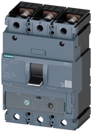 Siemens SENTRON 3VA1, Leistungsschalter MCCB 3-polig, 200A / Abschaltvermögen 70 KA 690V 500V, L. 105mm