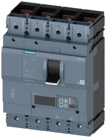 Siemens SENTRON 3VA2, Leistungsschalter MCCB 4-polig, 630A / Abschaltvermögen 85 KA 690V, L. 184mm