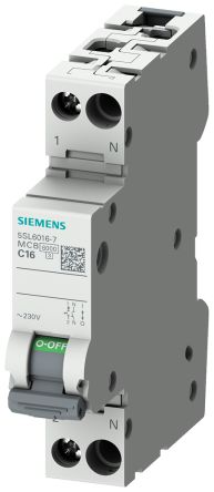Siemens 5SL6 MCB Leitungsschutzschalter Typ B, Pol 1P+N 16A 230V SENTRON DIN-Schienen-Montage