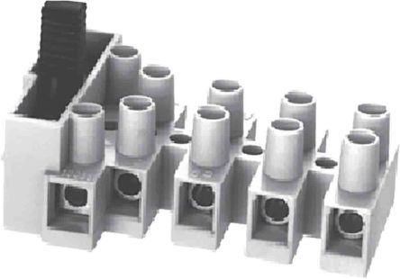 RS PRO Nylon 6.6 Sicherungsklemmenblock, Schraubanschluss 3-polig, Raster 12mm 10 Mm² / 16A