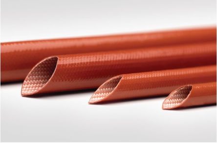 HellermannTyton Expandable Braided Fibreglass Red Cable Sleeve, 7mm Diameter, 100m Length, G6SE2 Series
