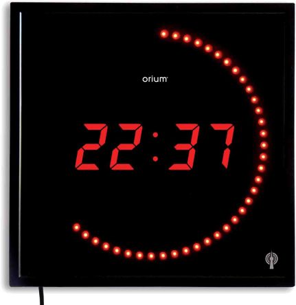 Orium Reloj Digital De Pared Negro, Ø 280mm, Radiocontrolado CR2032