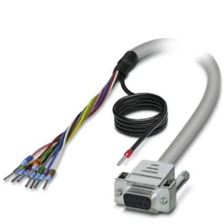 Phoenix Contact Cable Serie 25/S, CABLE-D- 9SUB/F/OE/0, Long. 3m, Color Gris, Con. A: Sub-D De 9 Contactos Hembra, Con.