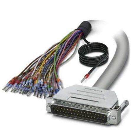 Phoenix Contact Cable Serie 25/S, CABLE-D-37SUB/M/OE/0, Long. 3m, Color Gris, Con. A: Sub-D De 37 Contactos Macho, Con.