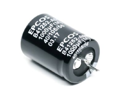 EPCOS Snap-In Aluminium-Elektrolyt Kondensator 1000μF / 35V Dc, Ø 30mm X 35mm, Bis 105°C
