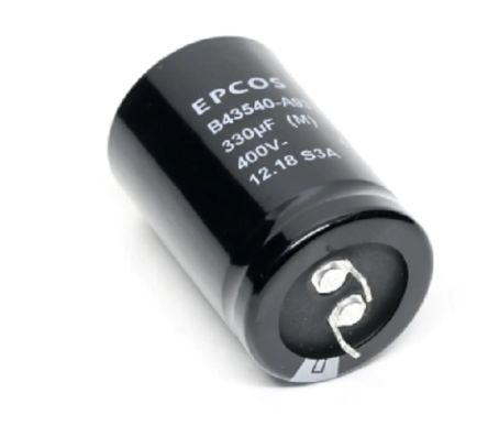 EPCOS Snap-In Aluminium-Elektrolyt Kondensator 330μF / 450V Dc, Ø 35mm X 40mm, Bis 105°C