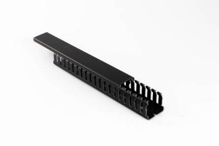 Beta Duct 3346 Black Slotted Panel Trunking - Open Slot, W50 Mm X D50mm, L2m, Noryl
