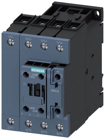 Siemens Contactor SIRIUS De 4 Polos, 1 NA + 1 NC, 22 KW