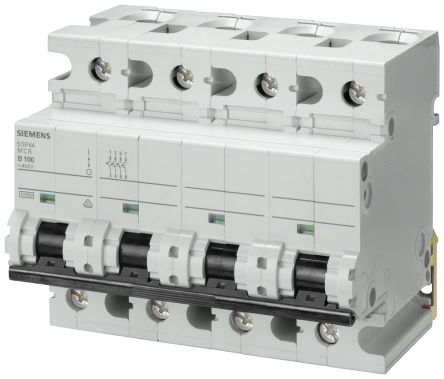Siemens Interruptor Automático 4P, 100A, Curva Tipo B 5SP4491, SENTRON, Montaje En Carril DIN