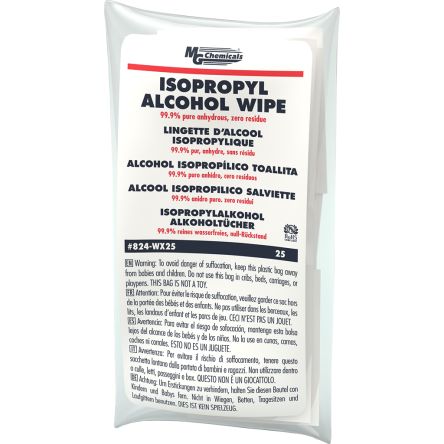 MG Chemicals 824-W Wet Isopropanol Wipes, Pack Of 25