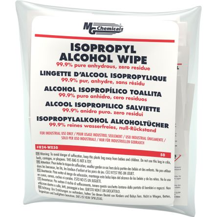 MG Chemicals 824-W Wet Isopropanol Wipes, Pack Of 50