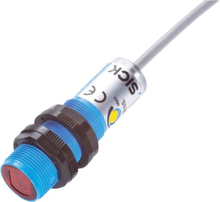 Sick V180-2 Zylindrisch Optischer Sensor, Hintergrundunterdrückung, Bereich 10 Mm → 350 Mm, PNP Ausgang,