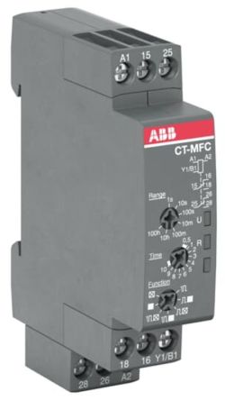 ABB Temporizador Multifunción CT-C, 12 - 240V Ac, 4A, 2 Contactos, SPDT, Tempo. 0.05 S - 100h