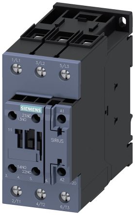 Siemens Contattore, 3 Poli, 1 NO + 1 NC, 50 A, 22 KW, Bobina 110 V C.a.