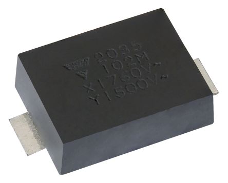 Vishay Single Layer Ceramic Capacitor (SLCC) 680pF 760V Ac ±20% Y5U Dielectric, SMD Y1, Surface Mount +125°C Max Op.