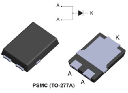 STMicroelectronics SMD Diode, 200V / 10A, 3-Pin TO-277A