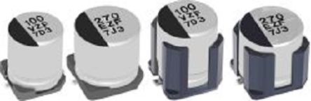 Panasonic ZF-V, SMD Leitfähiges Polymer-Hybrid Alu Kondensator, Elko 150μF ±20% / 25V Dc, Ø 8mm X 10.2mm, Bis 150°C