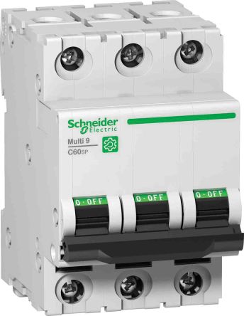 Schneider Electric C60SP Haushalts-MCB Leitungsschutzschalter Typ B, 3-polig 6A 440V, Abschaltvermögen 15 KA Multi 9