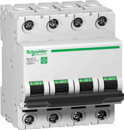 Schneider Electric C60SP Haushalts-MCB Leitungsschutzschalter Typ B, 4-polig 6A 440V, Abschaltvermögen 15 KA Multi 9