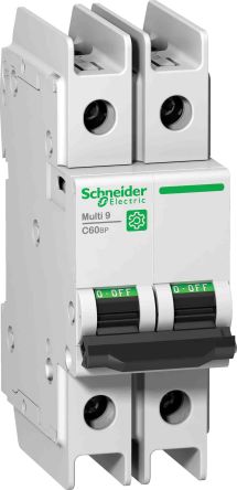 Schneider Electric C60BP Haushalts-MCB Leitungsschutzschalter Typ C, 2-polig 35A 440V, Abschaltvermögen 15 KA Multi 9