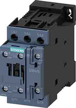 Siemens SIRIUS Leistungsschütz / 21 → 28 V Ac/dc Spule, 3 -polig 1NC + 1NO / 9 A, Umkehrend