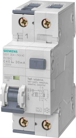 Siemens Sentron 5SU1 FI/LS-Schalter 13A, 2-polig, Empfindlichkeit 10mA
