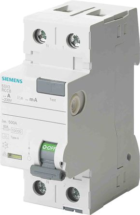 Siemens Interrupteur Différentiel 5sV3, 2 Pôles, 25A, 100mA, Type A