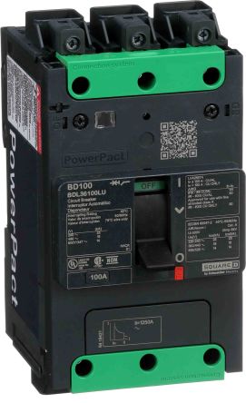 Schneider Electric, PowerPact MCCB 3P 100A, Breaking Capacity 14 KA, Fixed Mount