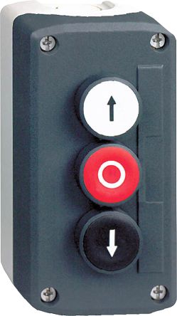 Schneider Electric Push Button Control Station - 1 NO+1 NC, Polycarbonate, 3 Cutouts, Black/Red/White, Arrow, IP54