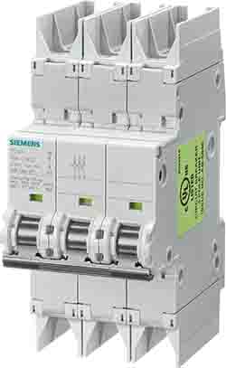 Siemens 5SJ4 MCB Leitungsschutzschalter Typ C, 3-polig 10A 400V, Abschaltvermögen 10 KA SENTRON DIN-Schienen-Montage