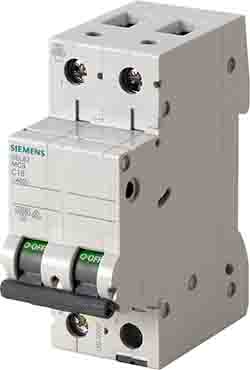 Siemens 5SL6 MCB Leitungsschutzschalter Typ C, 2-polig 3A 400V SENTRON DIN-Schienen-Montage
