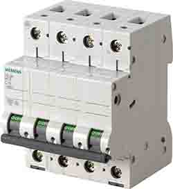 Siemens 5SL6 MCB Leitungsschutzschalter Typ C, Pol 3P+N 1A 400V SENTRON DIN-Schienen-Montage