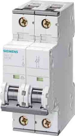 Siemens 5SY5 MCB Leitungsschutzschalter Typ C, 2-polig 25A 400V, Abschaltvermögen 10 KA SENTRON DIN-Schienen-Montage