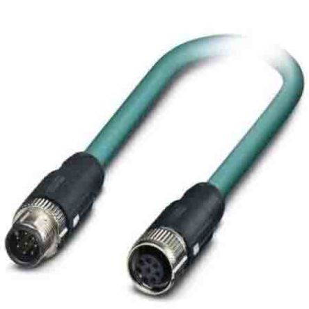 Phoenix Contact CAT5 Ethernetkabel Cat.5, 5m, Blau Patchkabel, A M12 Stecker, B M12, Aussen ø 6.4mm, PUR