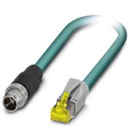 Phoenix Contact NBC Ethernetkabel Cat.6a, 1m, Blau Patchkabel, A M12 Stecker, B RJ45, Aussen ø 6.4mm