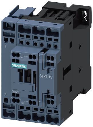 Siemens SIRIUS Leistungsschütz / 24 V Dc Spule, 4 -polig 2 Öffner + 2 Schließer / 25 A, Umkehrend
