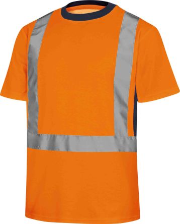 Delta Plus T-Shirt Haute Visibilité Manches Courtes, Orange Fluorescent, Taille S, Mixte